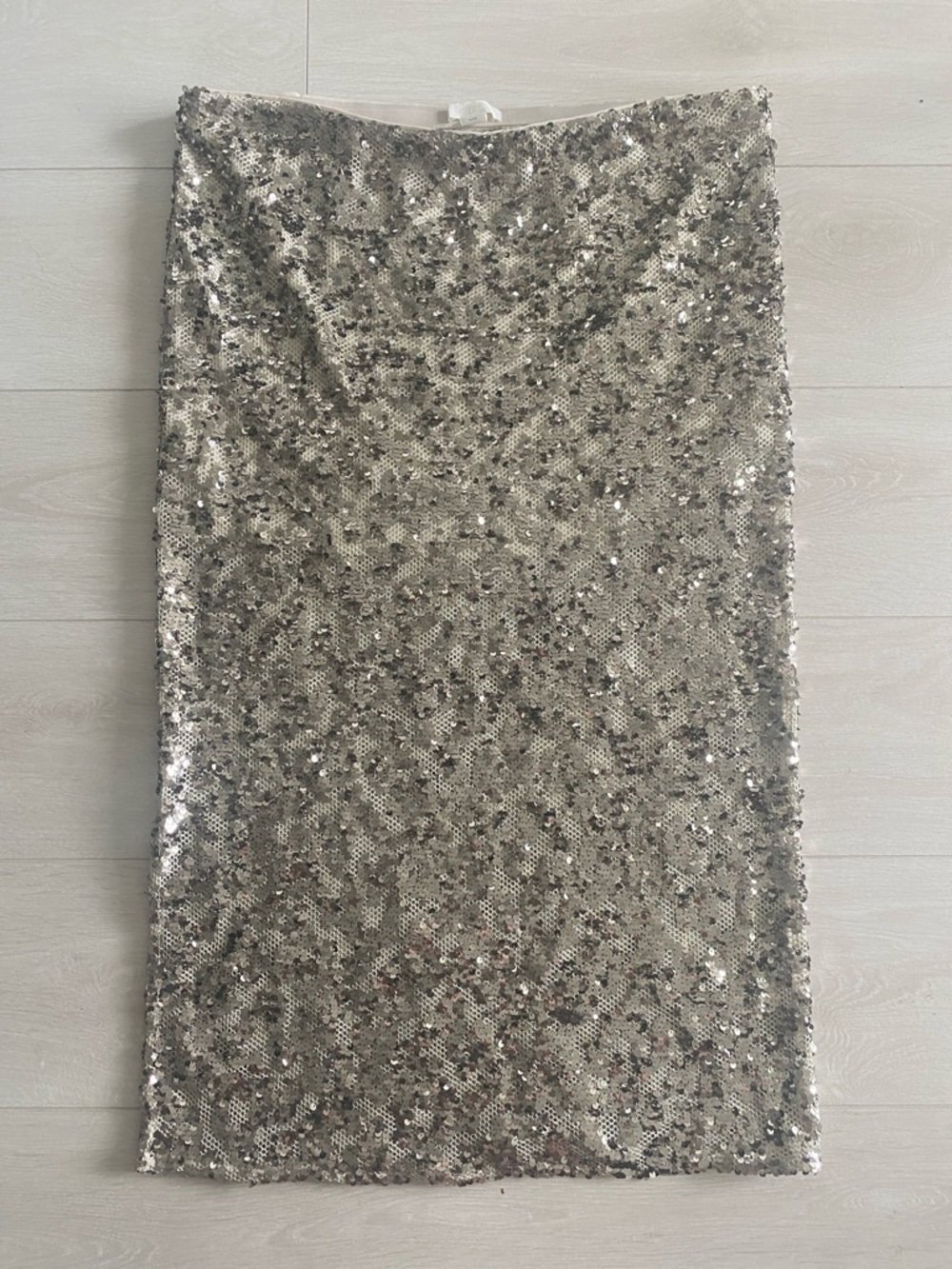 H&M Silver Sequin Midi Skirt